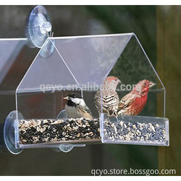 Clear acrylic bird feeder window bird cage feeder